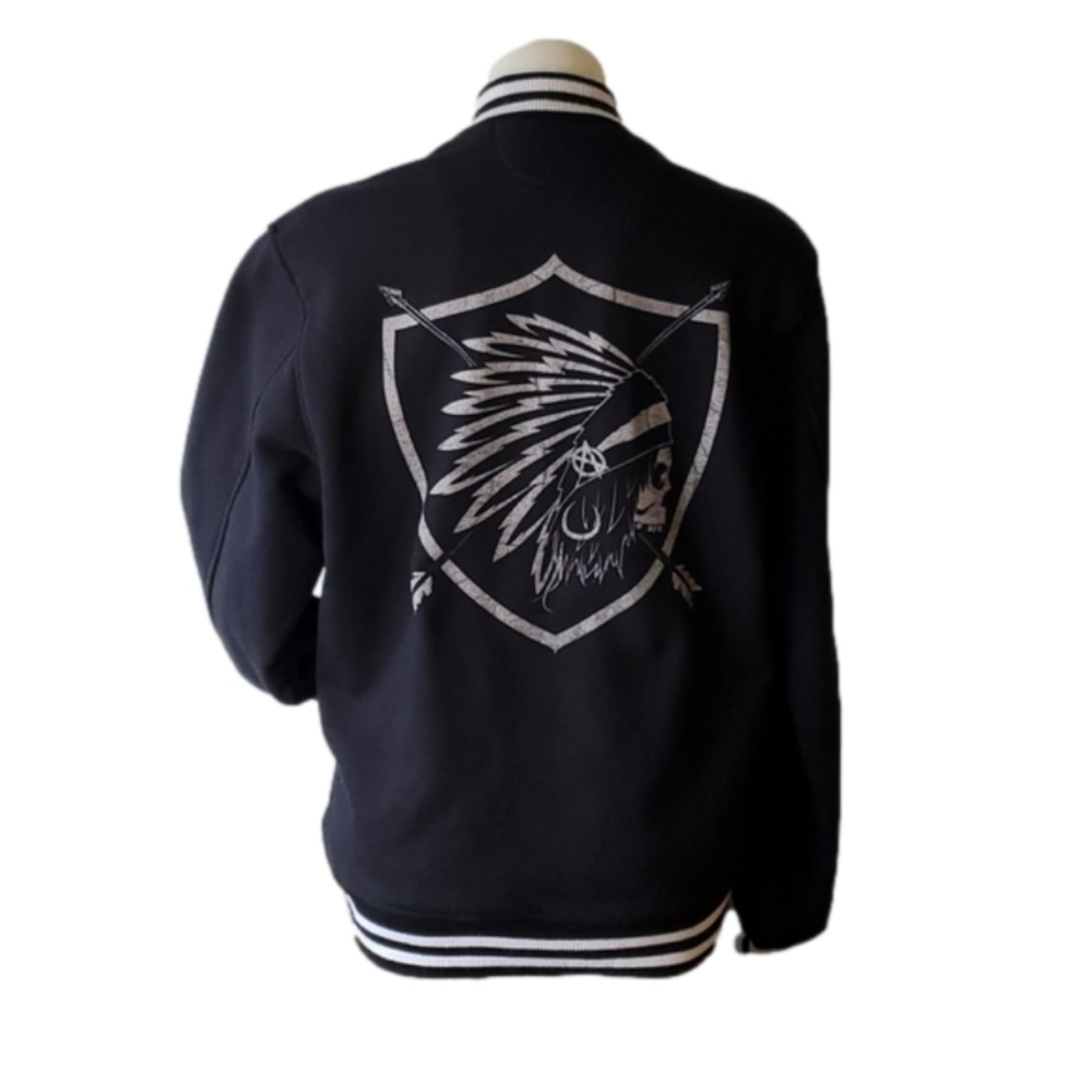 Lords of Gastown Motorcycle Company Black Wool Bomber Club Varsity Jacket - Picture 3 of 14